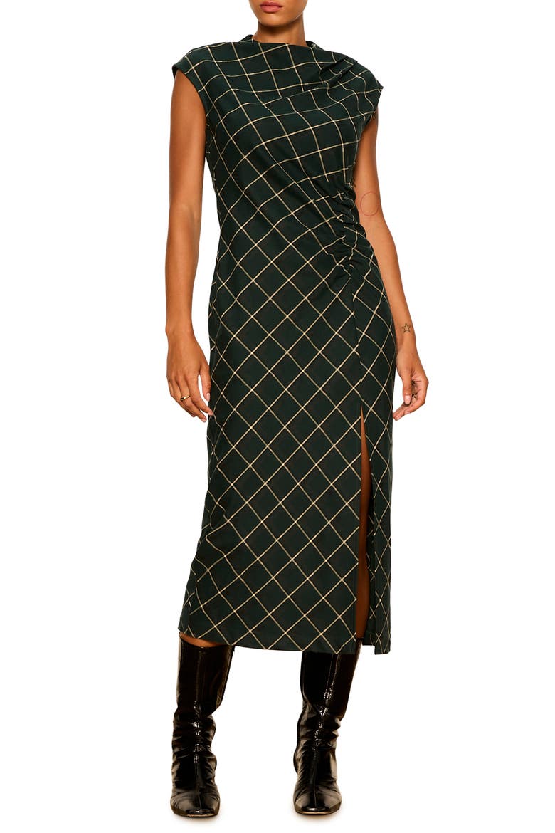 Autumn's Best Plaid Midi Dress, Main, color, FOREST GREEN PLAID