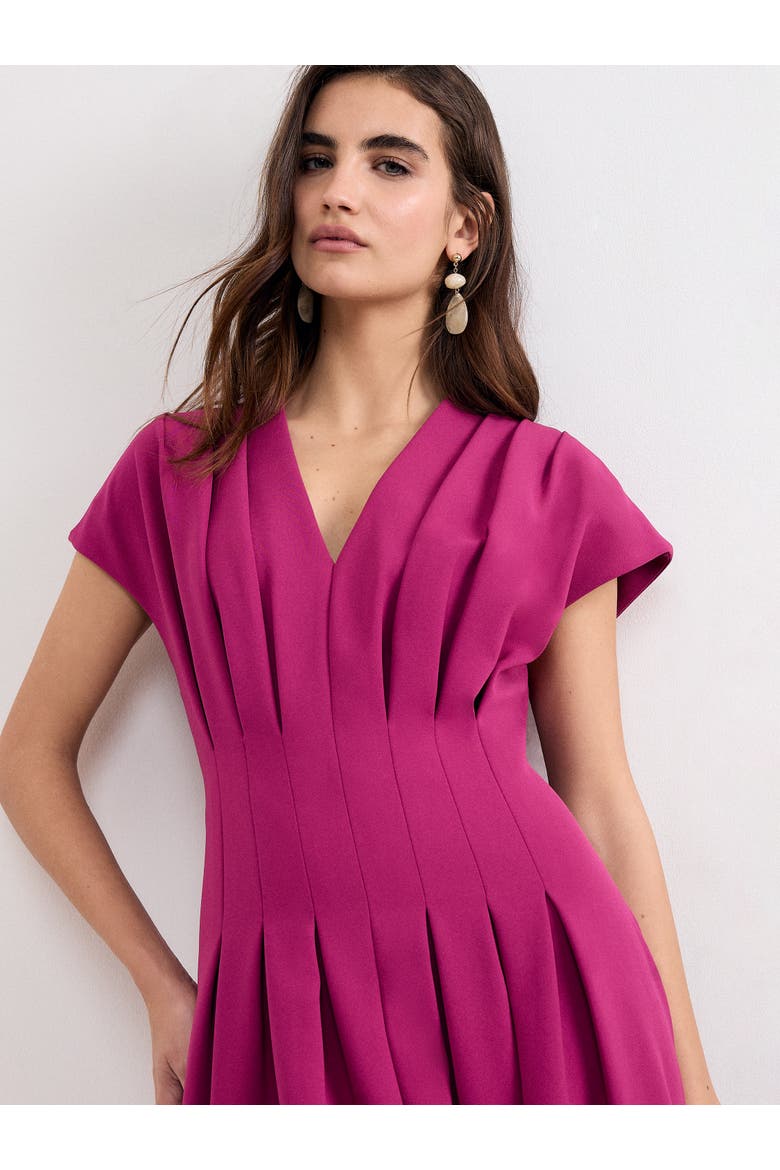 Hanna Pleated Dress, Alternate, color, Fuchsia