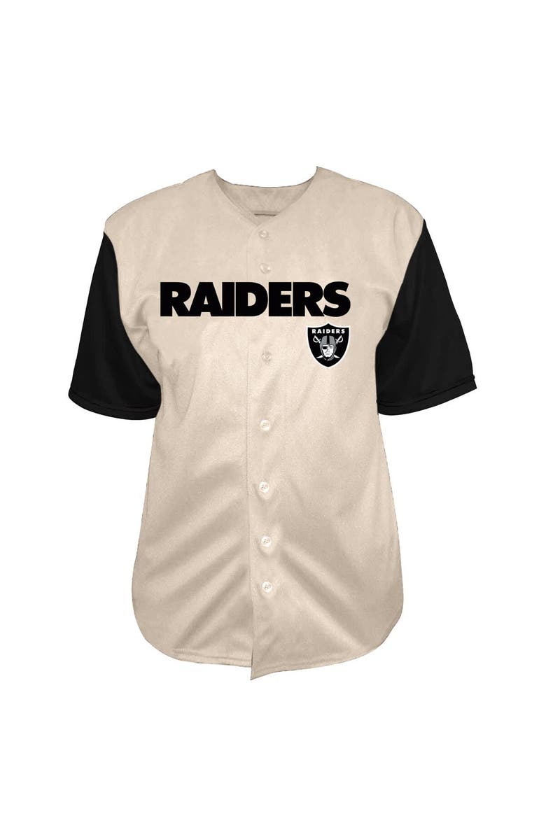 FANATICS Men's Fanatics  Cream Las Vegas Raiders Vintage Full-Button Short Sleeve Top, Alternate, color, 
