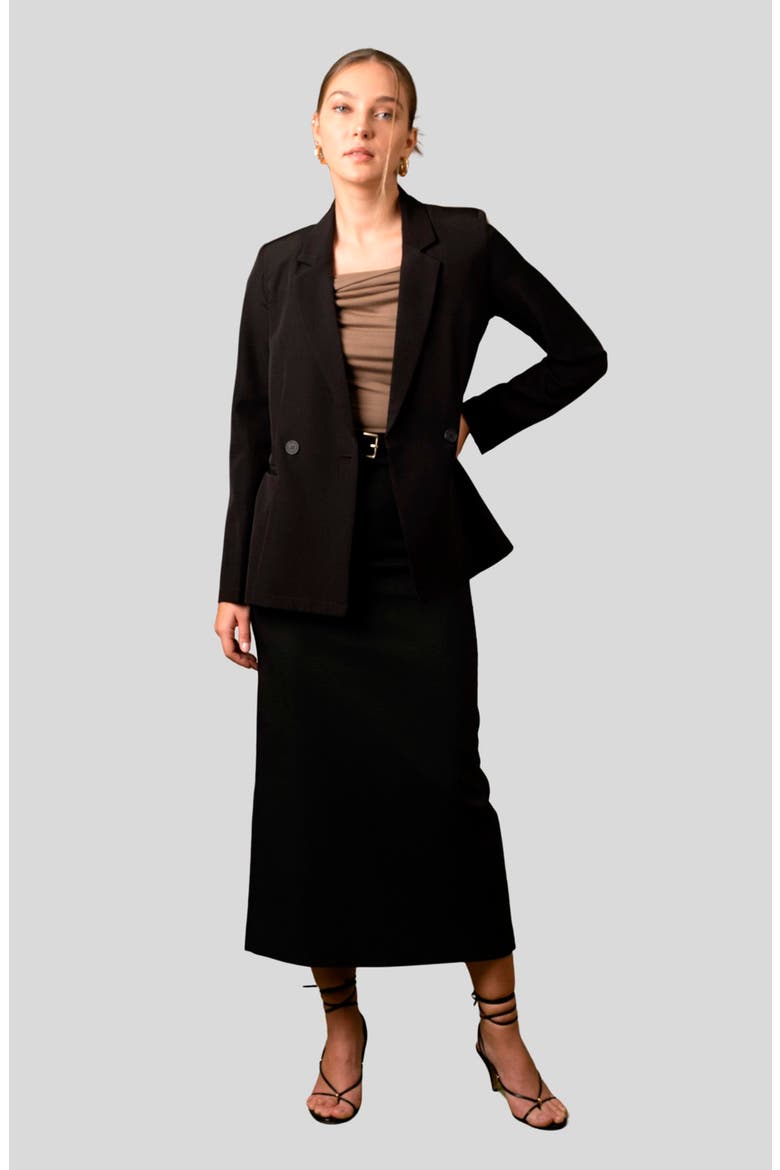 Solid Double Breasted Blazer, Alternate, color, BLACK