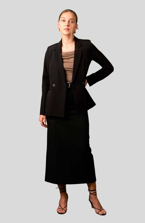 Blu Pepper Solid Double Breasted Blazer In Black