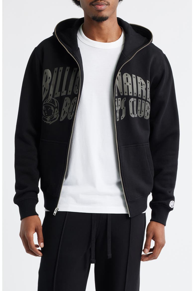 Curve Graphic Zip Hoodie, Main, color, BLACK