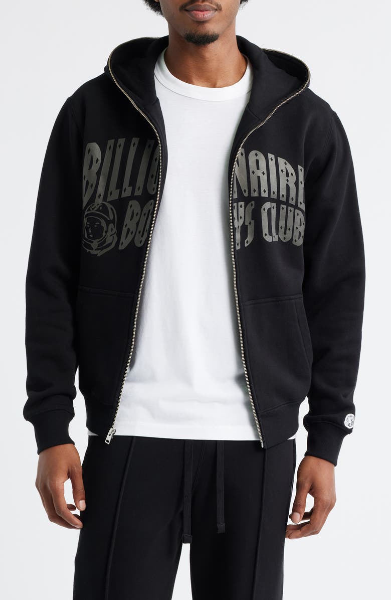 Billionaire Boys Club Curve Graphic Zip Hoodie, Main, color, Black