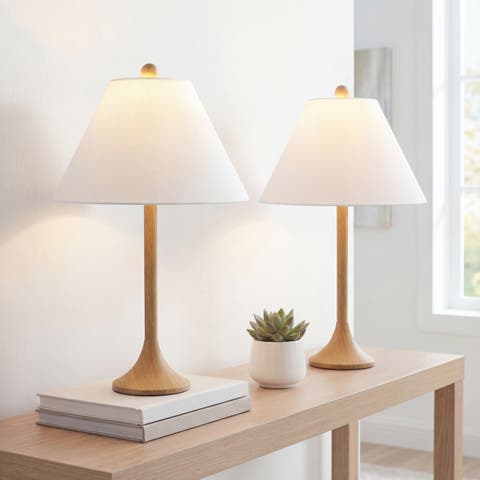 Albie 25" Modern Coastal Iron Column LED Table Lamp (Set of 2)