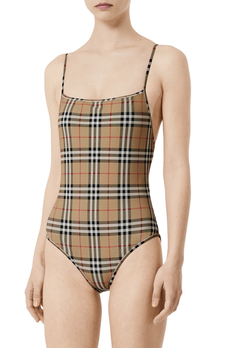 Burberry Check One-Piece Swimsuit, Main, color,