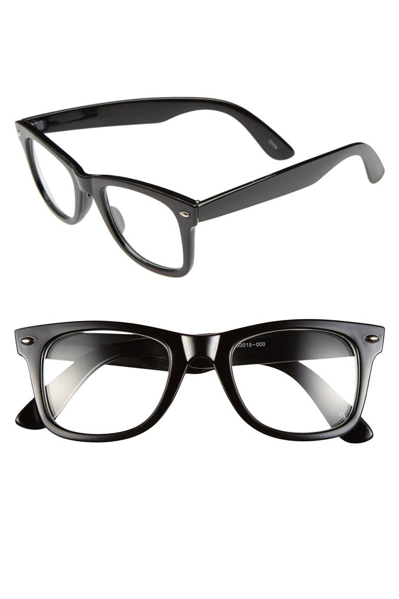 50mm Retro Glasses, Main, color, BLACK