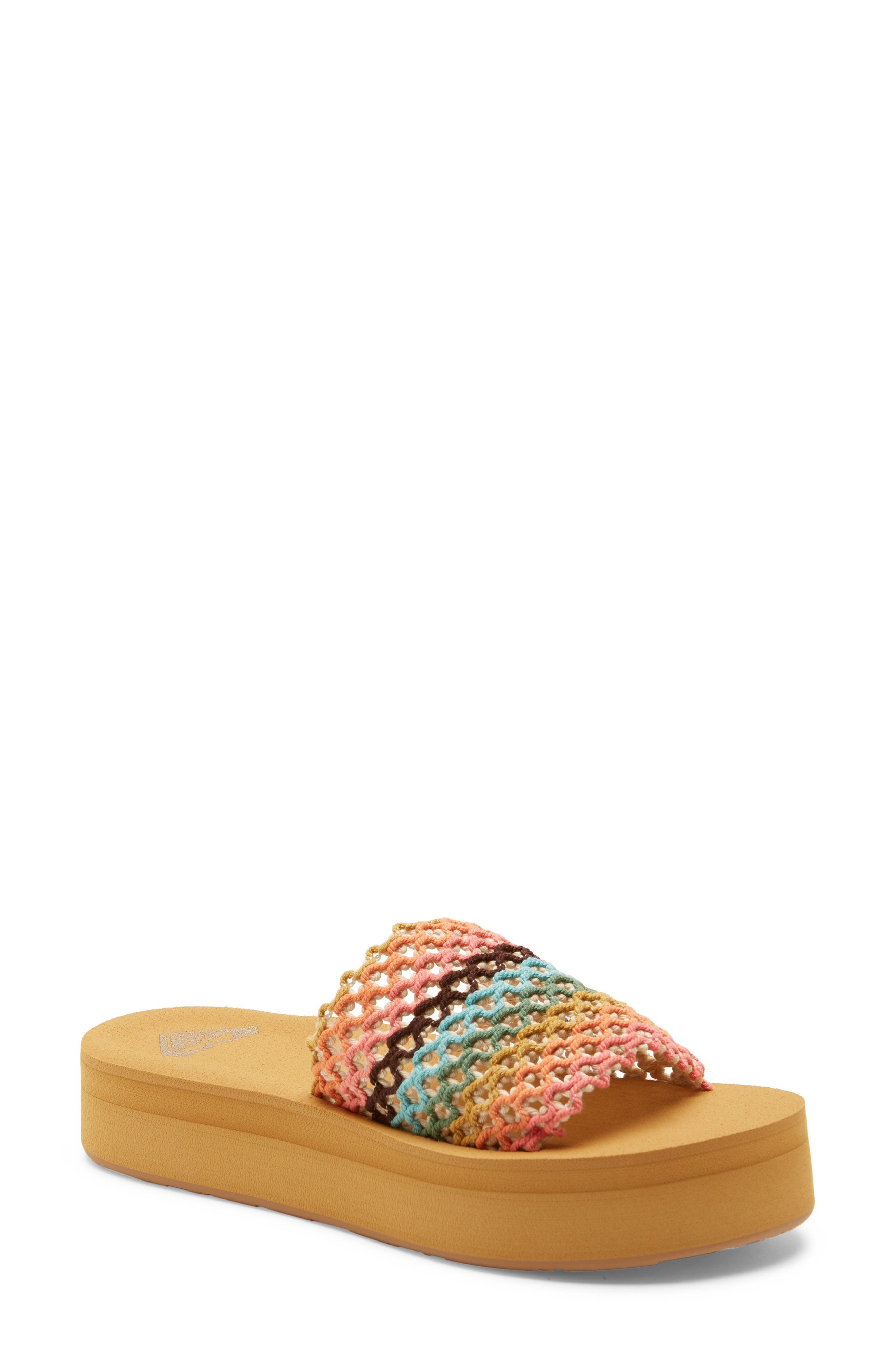 Roxy Dayzie Platform Slide Sandal, Main, color, Beige Multi