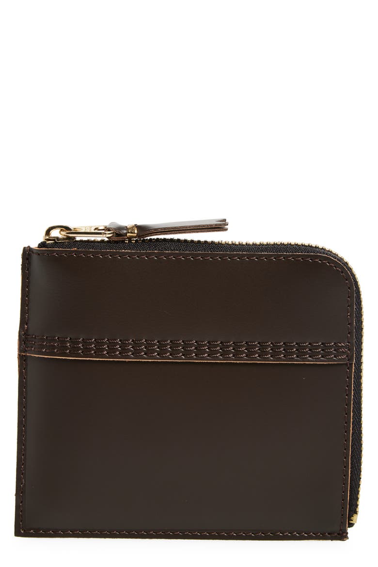 Triple Stitch Zip Pouch, Main, color, BROWN