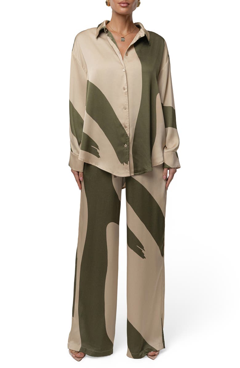 JLUXLABEL Ella Oversize Colorblock Button-Up Shirt, Alternate, color,