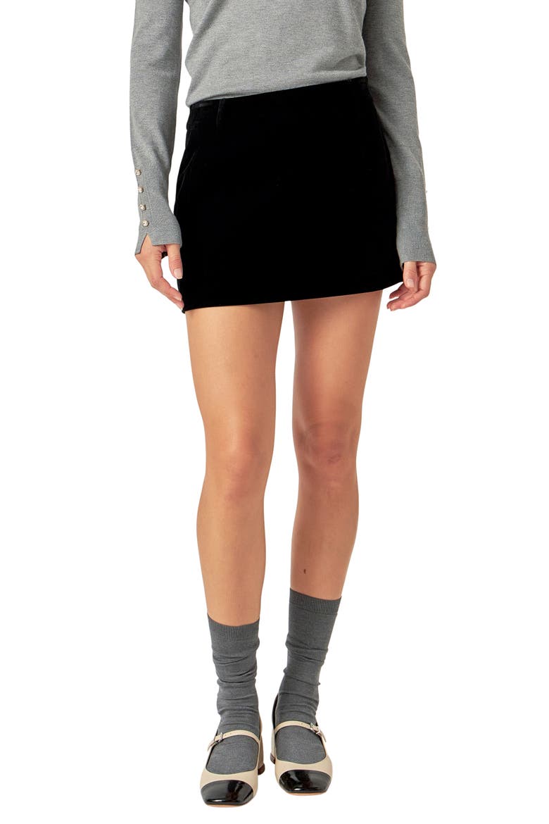 Velvet Skort, Main, color, BLACK