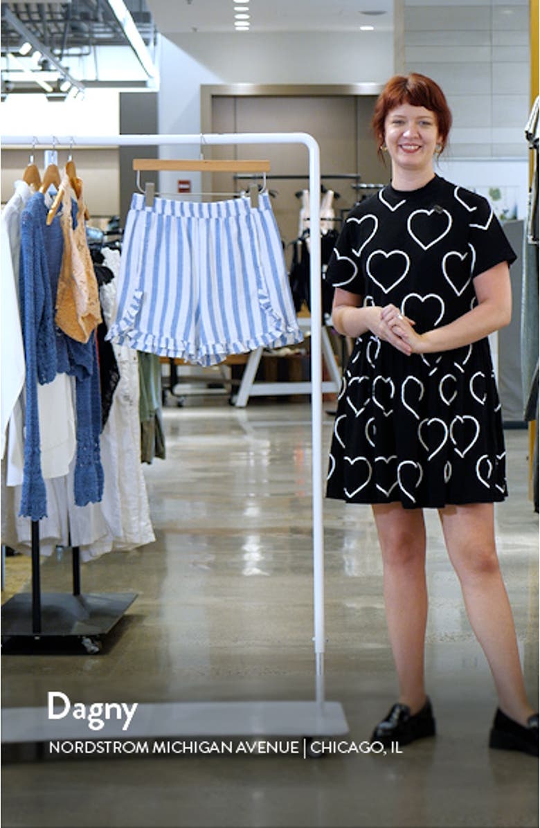 Leia Stripe Ruffle Hem Linen & Cotton Shorts, sales video thumbnail