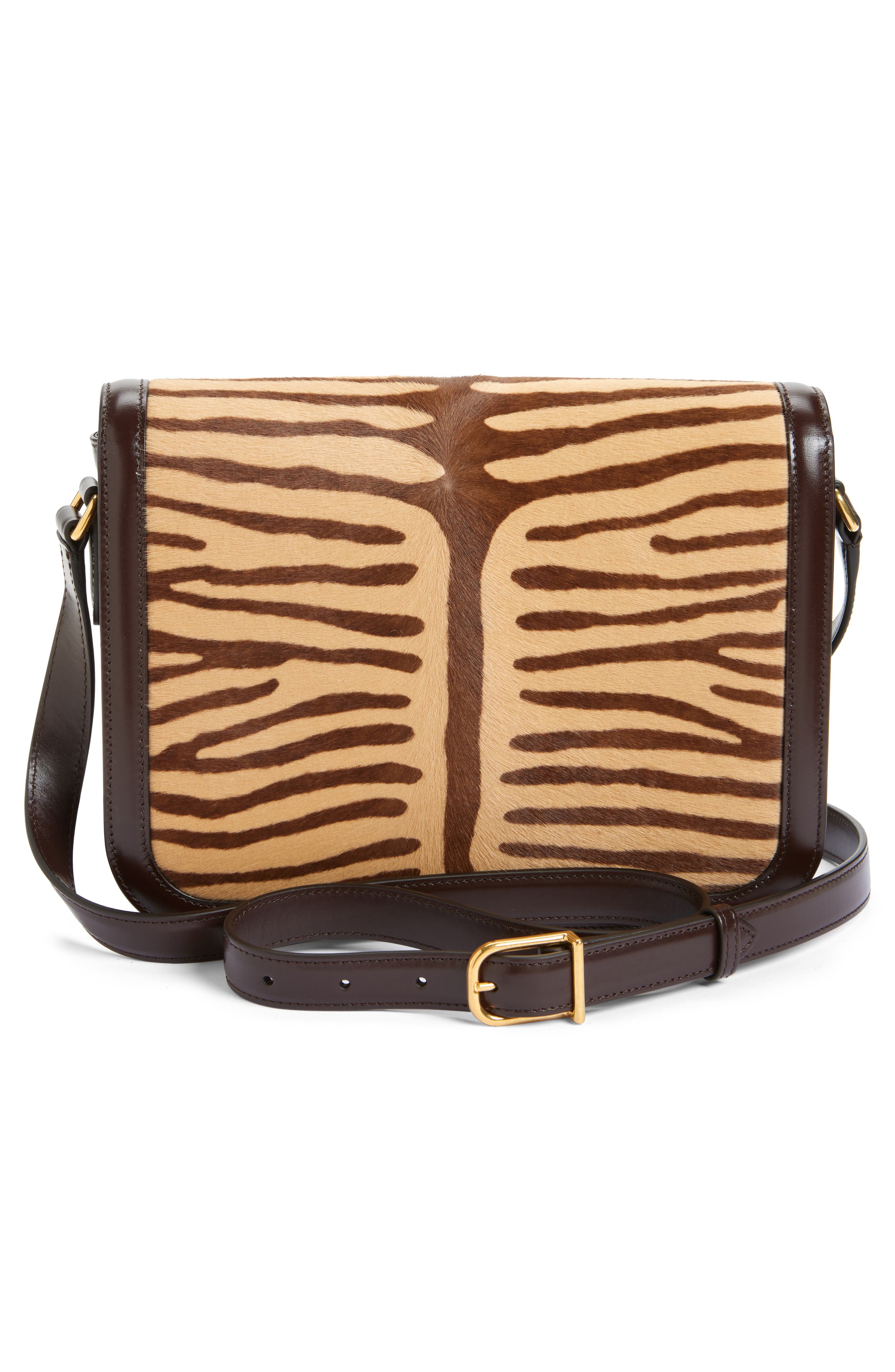 Valentino Garavani 9TO5 Genuine Calf Hair Shoulder Bag, Alternate, color, Brown/ Beige