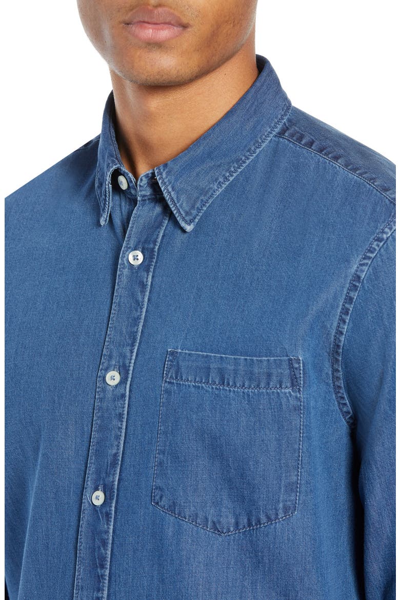 Slim Fit Denim Shirt, Alternate, color, MID WASH