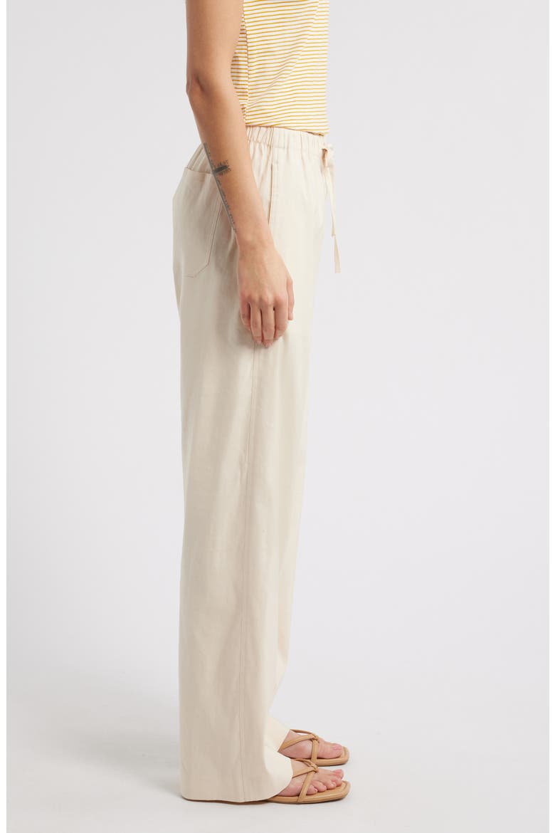 Logan Drawstring Linen Blend Pants, Alternate, color, IVORY
