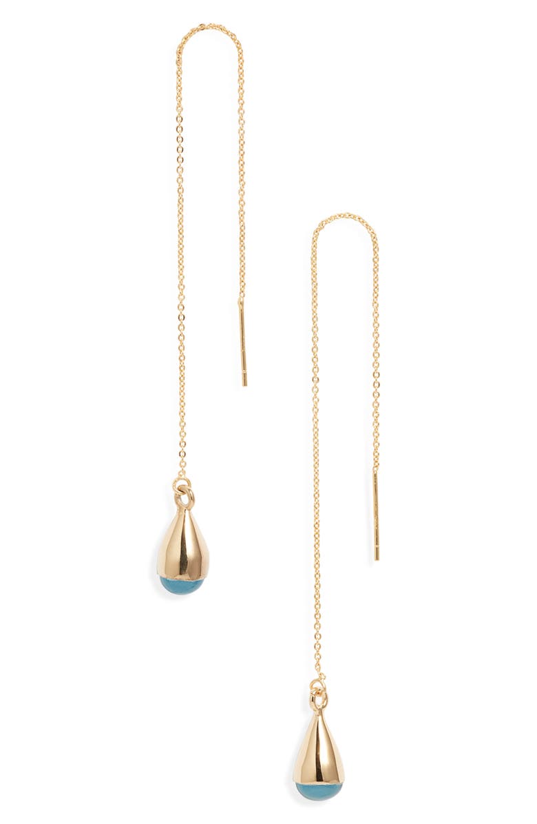 SOKO Glass Dash Chain Threader Earrings, Main, color, Blue