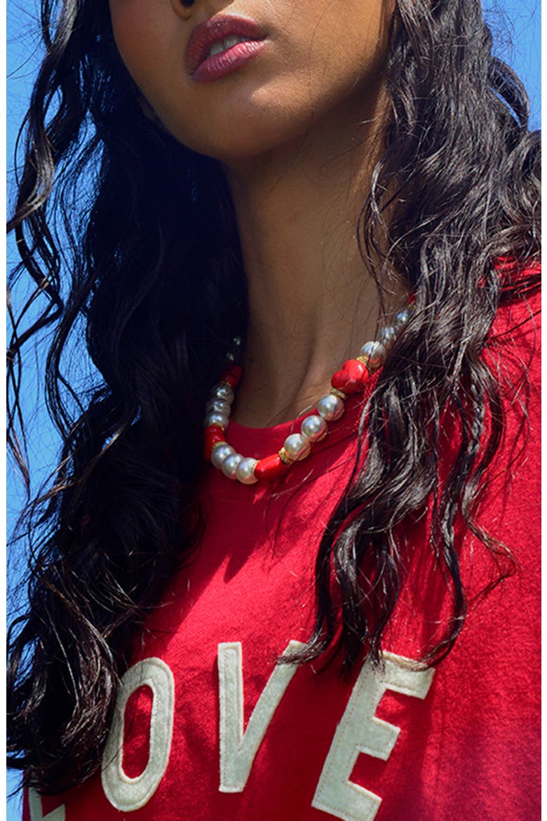 Heart to Heart Pearl Necklace, Alternate, color, White