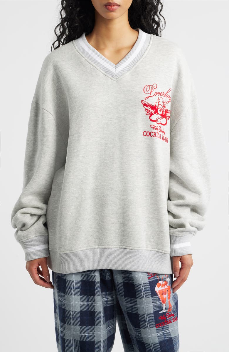 BOYS LIE Loverboy Graphic Hoodie, Main, color, Heather Grey