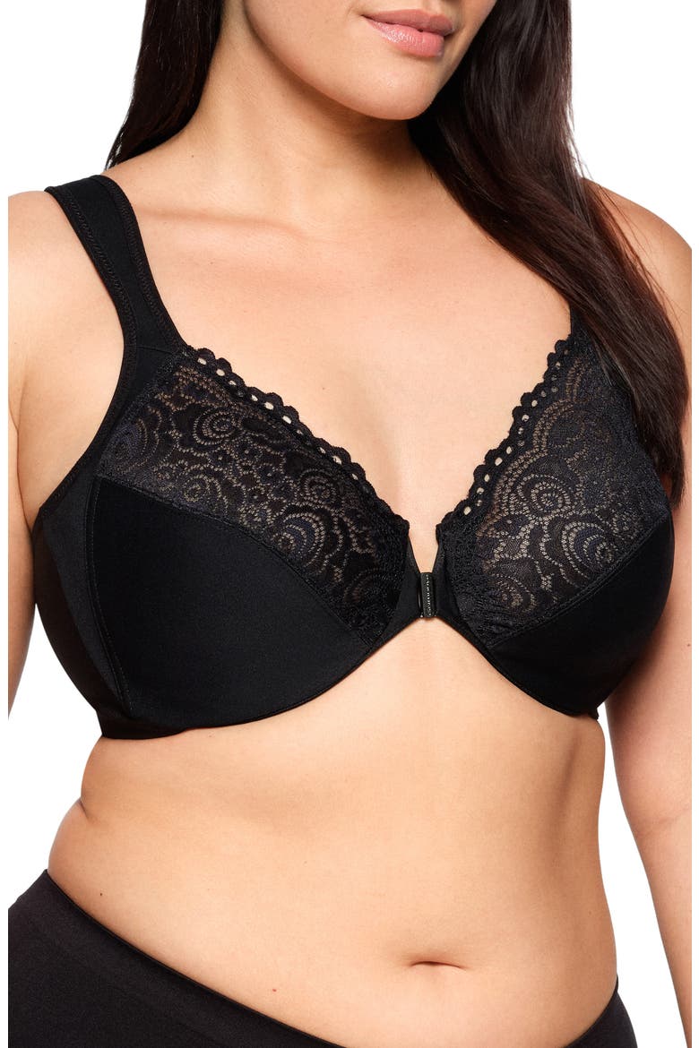 Posture Back Wonderwire Underwire Front Closure Bra, Alternate, color, BLACK