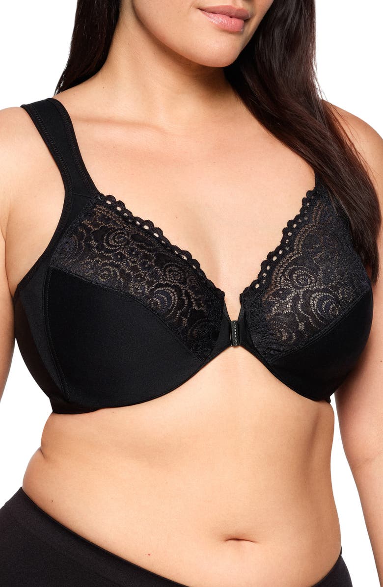 Glamorise Wonderwire Underwire Front Closure Bra, Alternate, color, Black