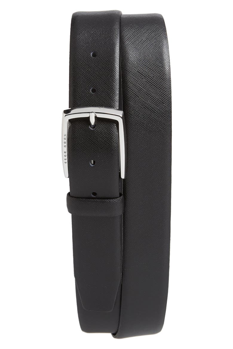 Celie Saffiano Leather Belt, Main, color, BLK