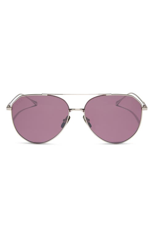 DIFF Dash 61mm Polarized Aviator Sunglasses in Aubergine With Silver Flash 