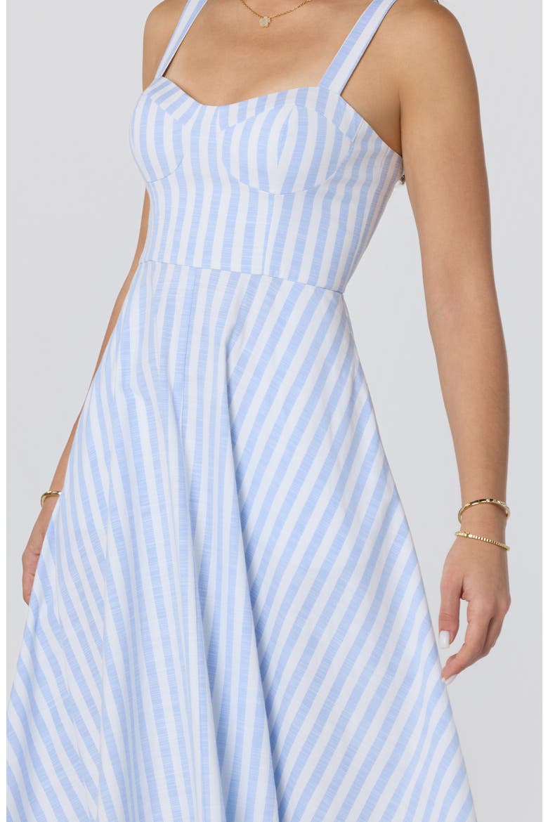 Isabela Stripe Sweetheart Neck Midi Dress, Alternate, color, BLUE STRIPE