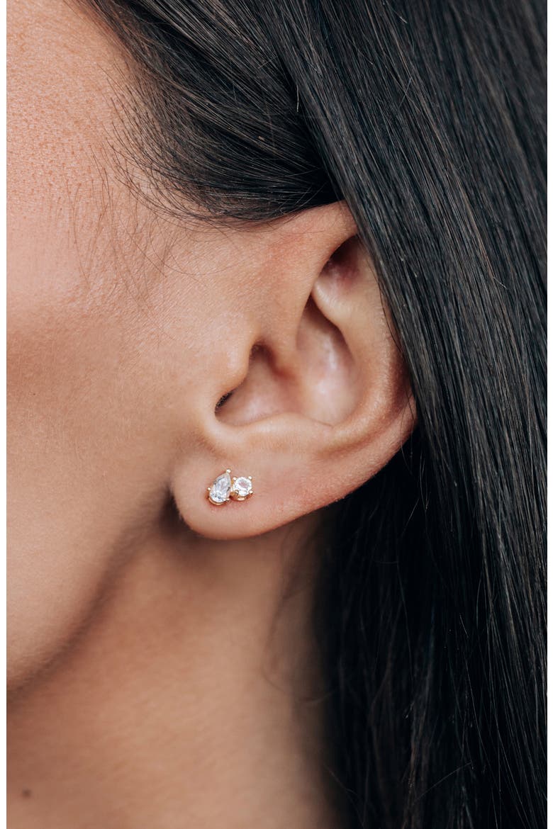Cléo Jumelle Stud Earrings, Alternate, color, CLEAR
