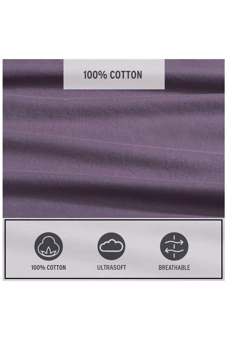 Solid 180 Thread Count Cotton Percale Sheet Set, Alternate, color, PLUM GREY