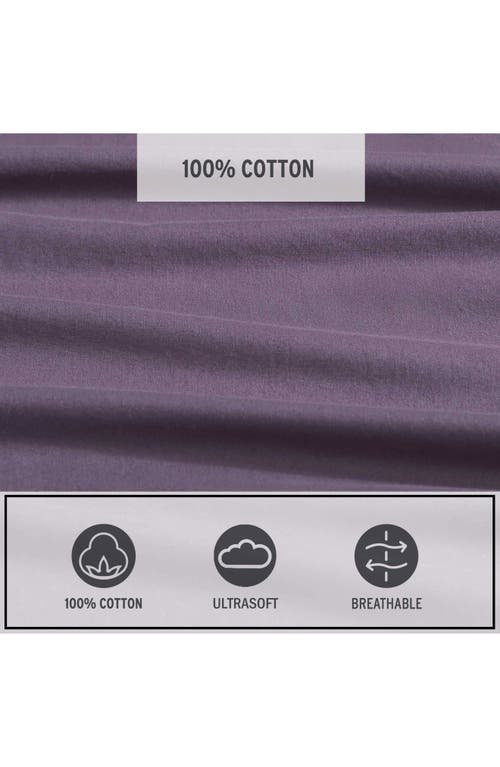 Eddie Bauer Solid 180 Thread Count Cotton Percale Sheet Set In Plum Grey