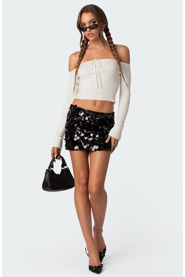 Sabina Low Rise Sequin Miniskirt, Alternate, color, BLACK