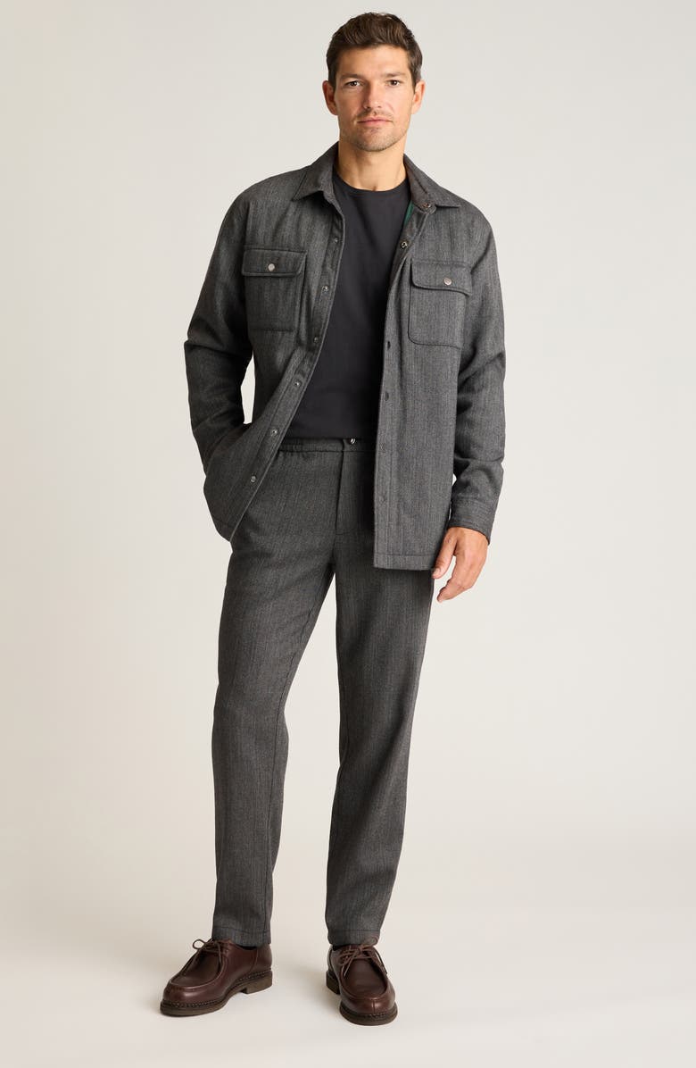 Bonobos Elastic Waist Wool Blend Pants, Alternate, color, Grey Herringbone