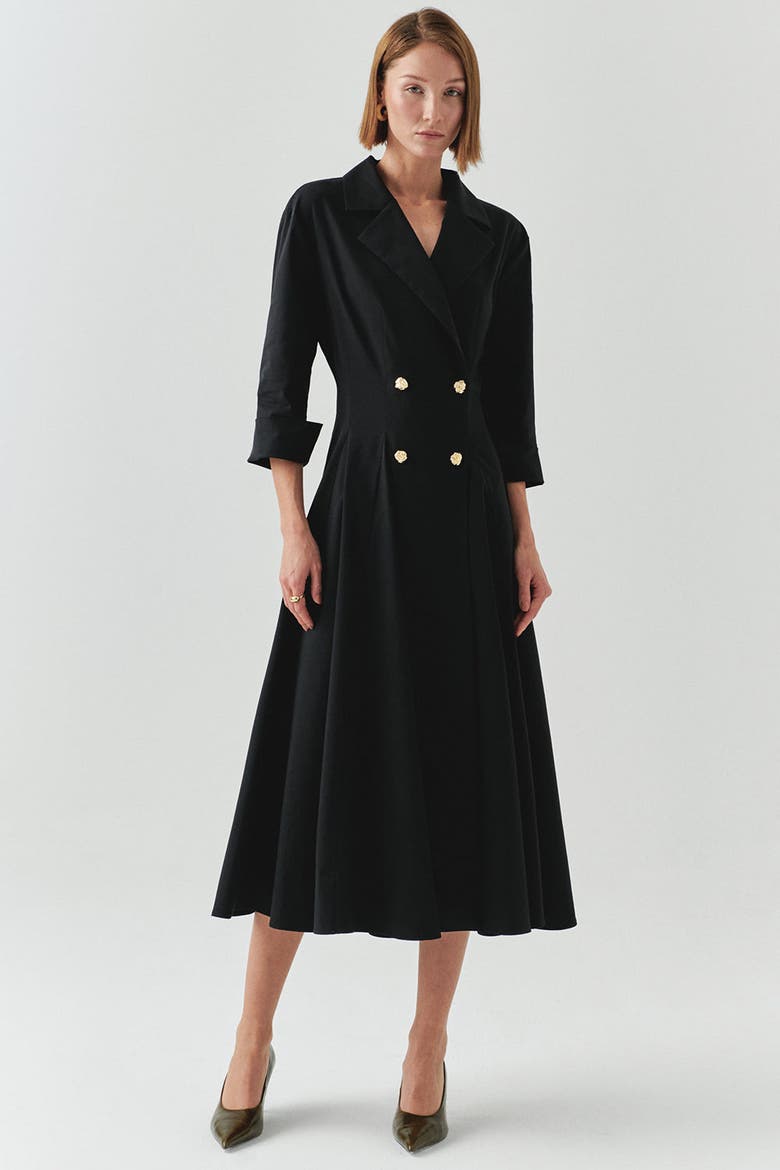 Estelle Jacket Collar Pocketed Dress, Alternate, color, BLACK