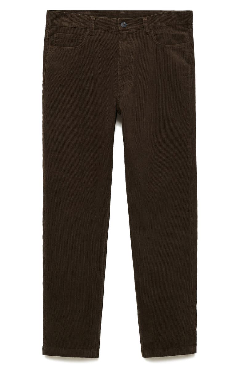 MANGO Regular Fit Straight Leg Corduroy Pants, Main, color, Chocolate