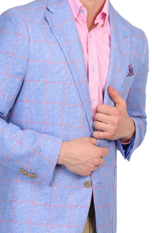 Tailorbyrd Textured Yarn Dye Windowpane Sport Coat In True Blue