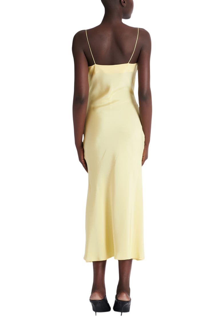 Long strappy dress in silk satin, Alternate, color, yellow