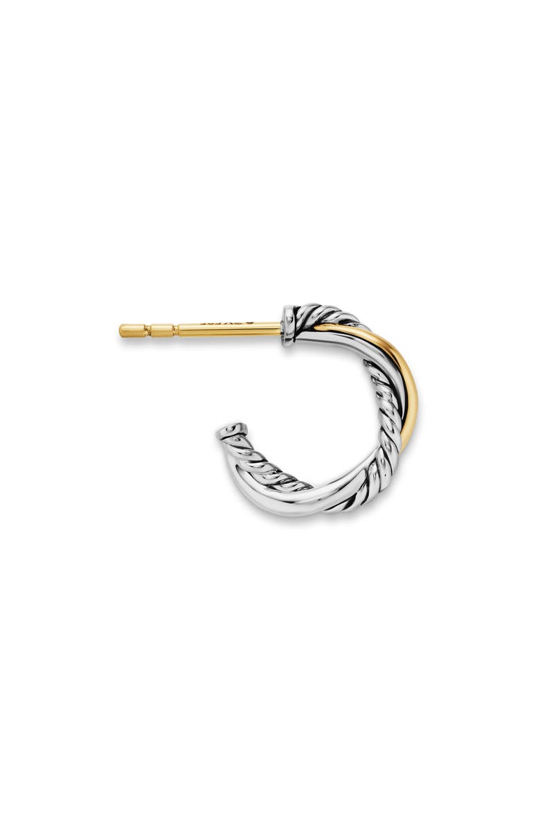 David Yurman Petite Infinity Huggie Hoop Earrings in Sterling Silver with 14K Yellow Gold, Alternate, color, Sterling Silver Yellow Gold