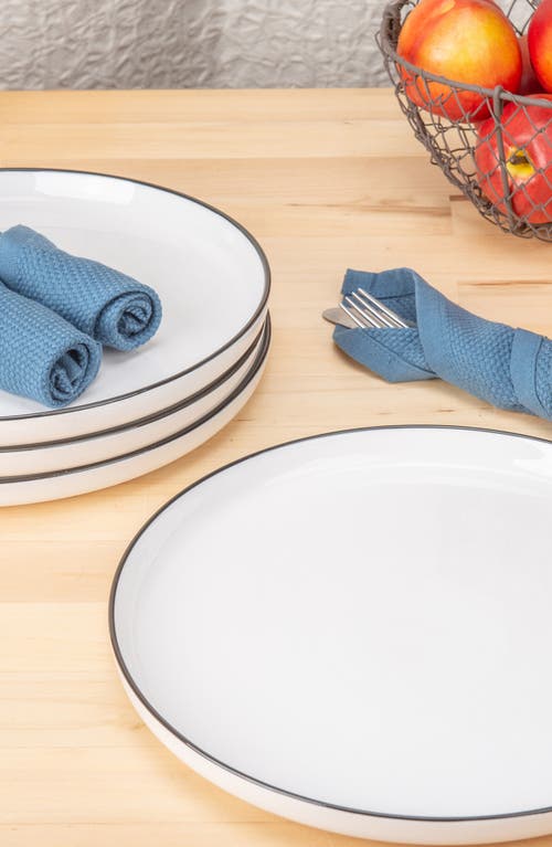 Bia Cordon Bleu Set Of 4 Silhouette Dinner Plates In White W/black