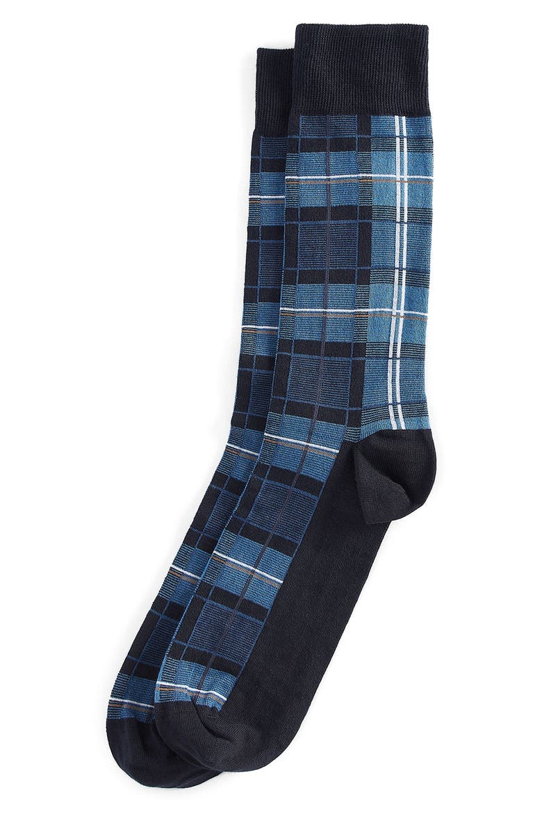 Blyth Plaid Cotton Blend Socks, Main, color, BERWICK BLUE