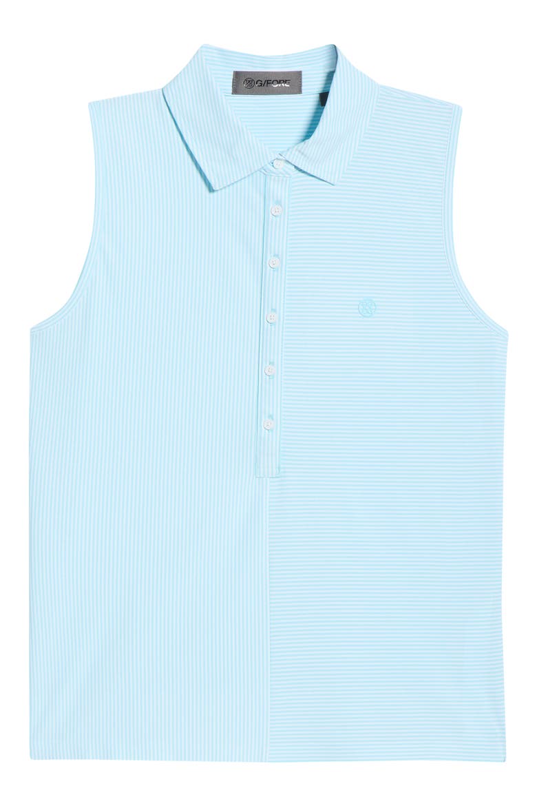 Mixed Stripe Tech Sleeveless Polo, Alternate, color, CENOTE