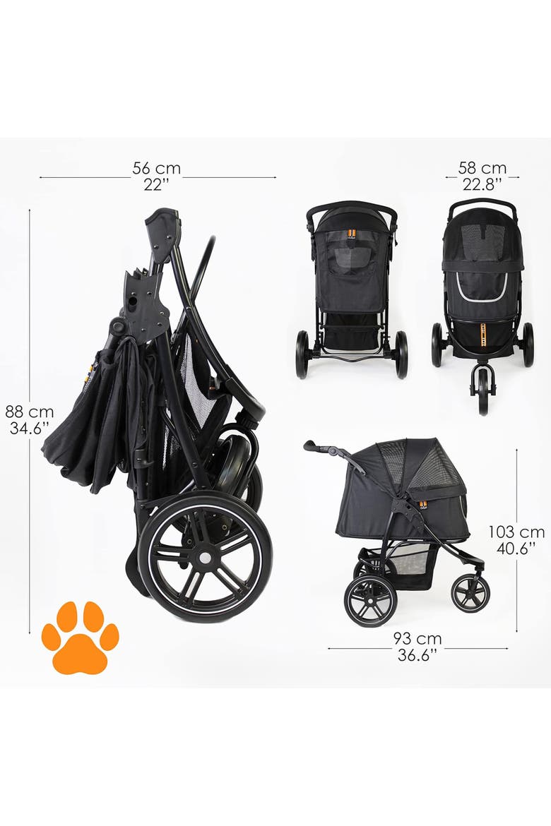 Pet 3 Wheel Stroller For Dog, Cat & Pets Up To 33 Lbs, Alternate, color, Multicolored