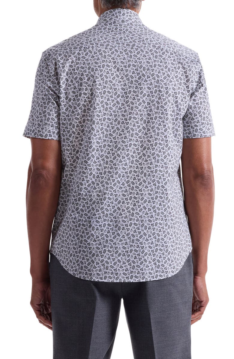 Bugatchi Miles OoohCotton<sup>®</sup> Short Sleeve Button-Up Shirt, Alternate, color, Black