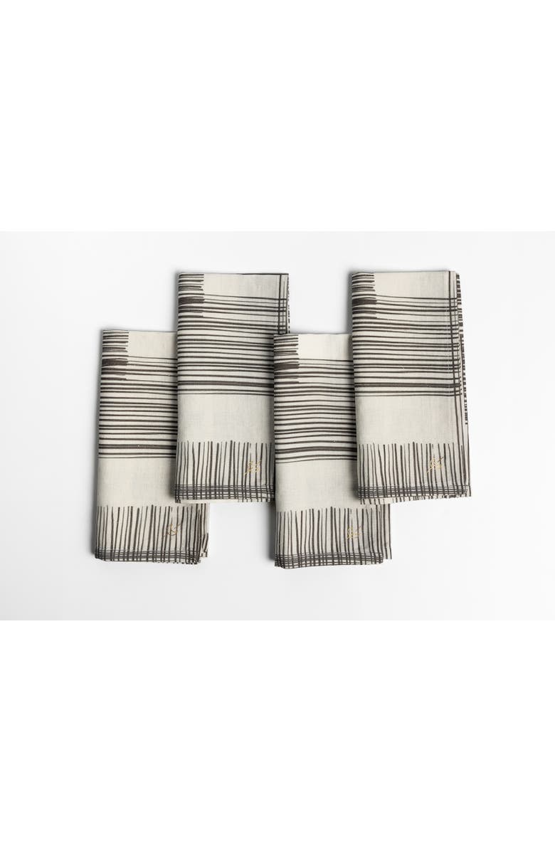 House of Revelry Hard Rock Napkins Set of Four, Main, color, Grey & Black