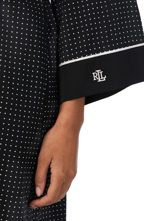 Ralph Lauren Lauren  Dot Print Robe In Black