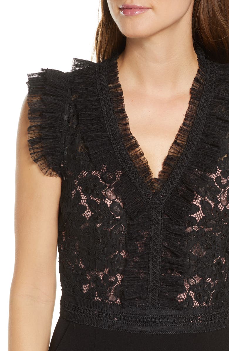 Adelyn Rae Deven Mesh & Lace Jumpsuit, Alternate, color,