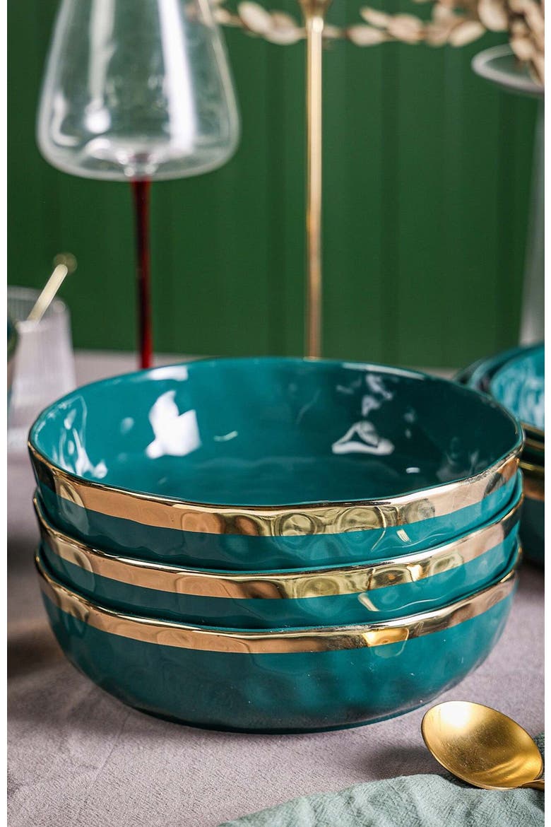 Florian Porcelain 4-Piece Pasta Bowl Set, Alternate, color, Green
