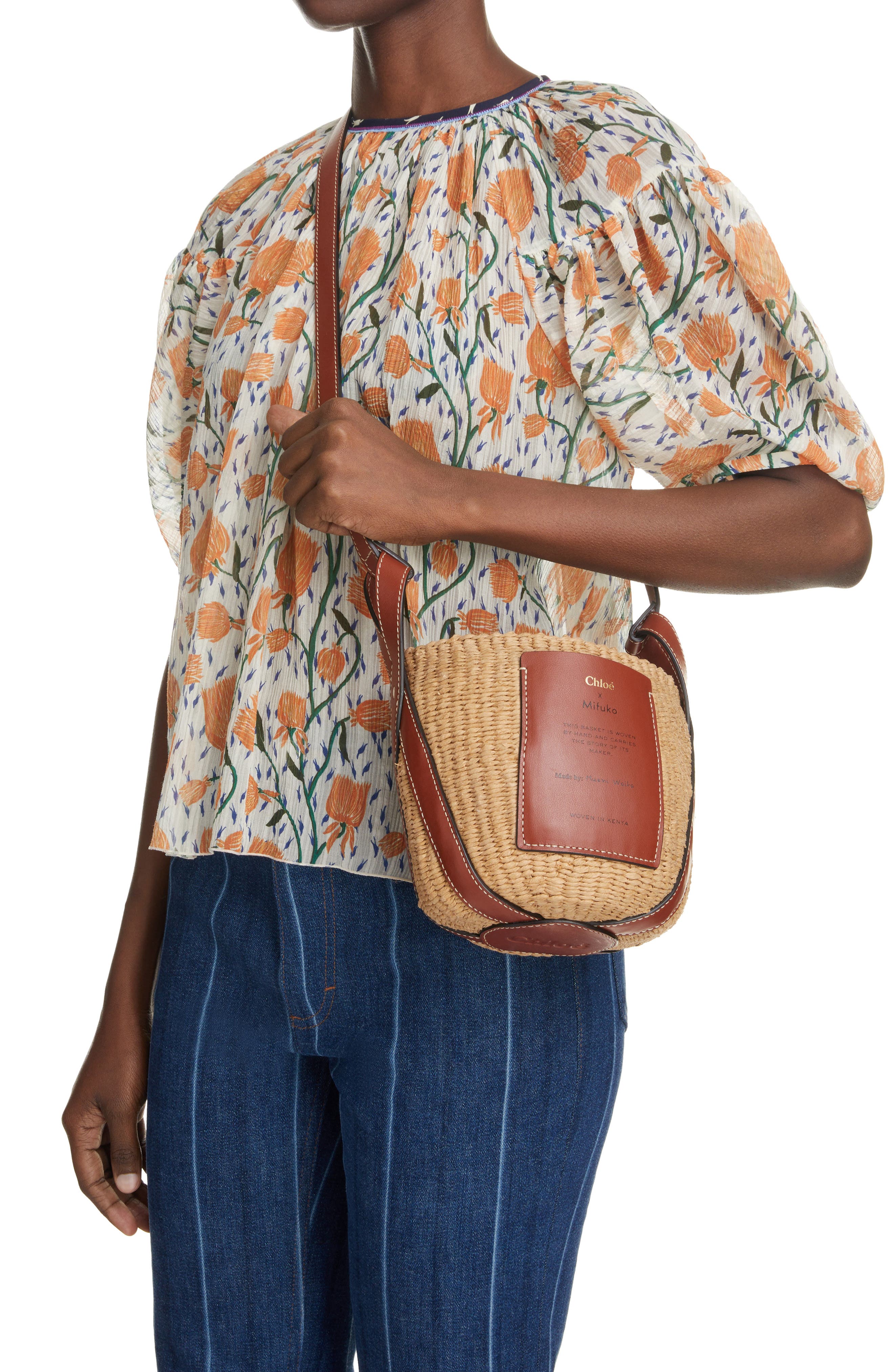 Chloé x Mifuko Small Straw Basket Crossbody Bag, Alternate, color, 