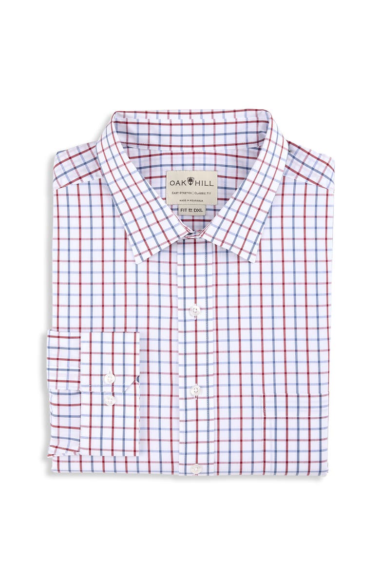 Oak Hill by DXL Big & Tall Plaid Dress Shirt, Main, color, Blue Red