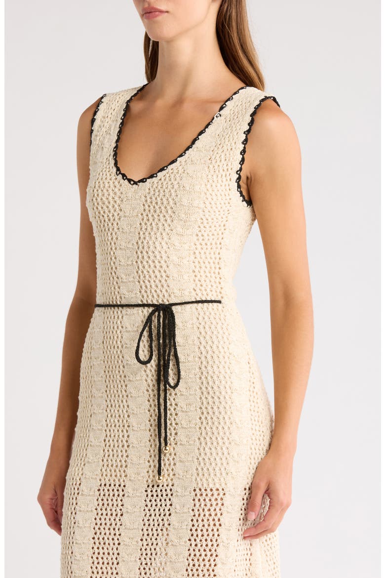 Stripe Cotton Blend Midi Cover-Up Dress, Alternate, color, NATURAL BLACK BORDER