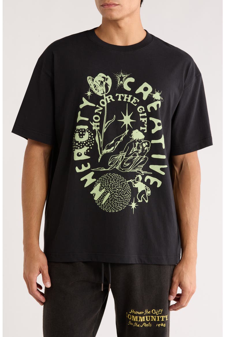 Inner City Creative Cotton Graphic T-Shirt, Main, color, BLACK