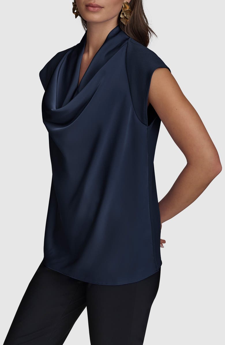 Donna Karan New York Cowl Neck Mixed Media Top, Alternate, color,